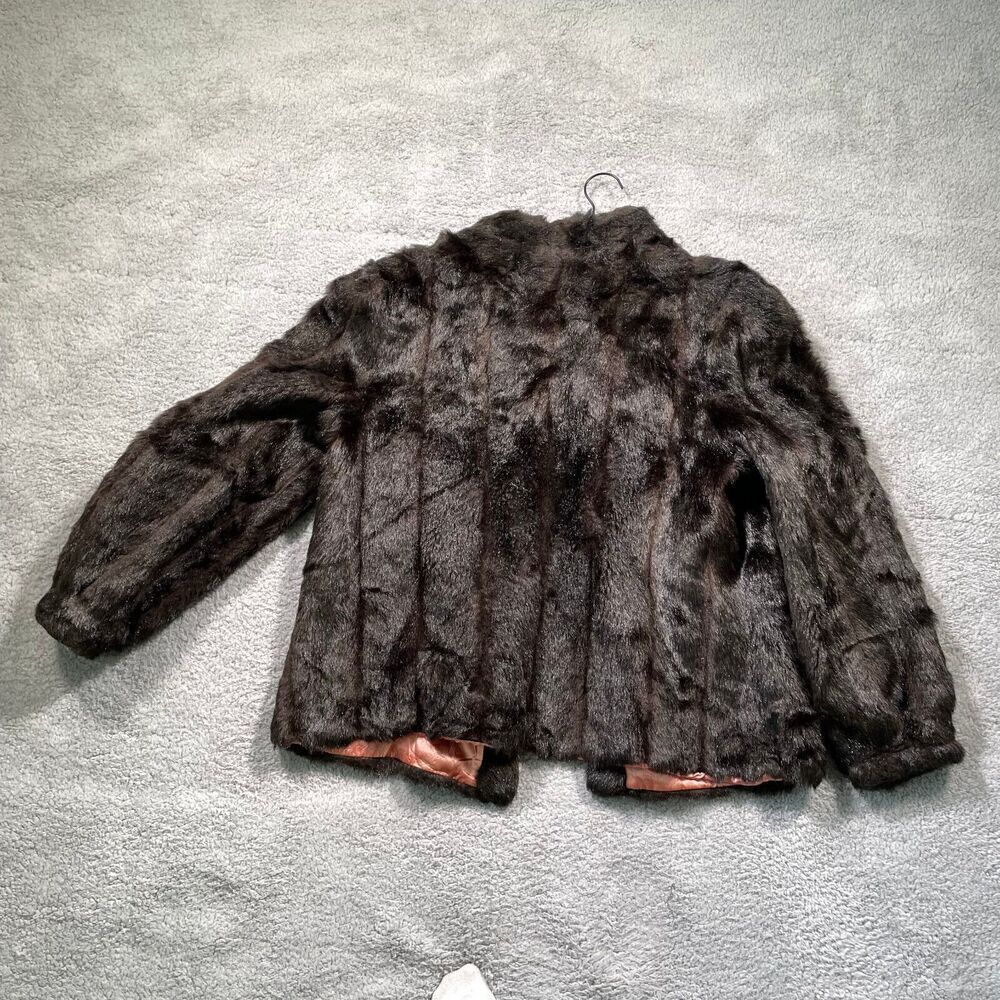 Vintage Sears Faux Fur Coat Women's 60s 70s Brown Winter Large - Picture 6 of 8